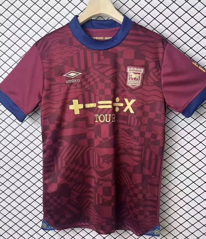 AAA Quality Ipswich Town 24/25 Away Dark Red Soccer Jersey